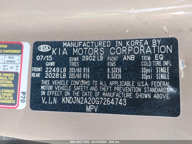 KIA Soul 2016 KNDJN2A20G7264743 Image 9