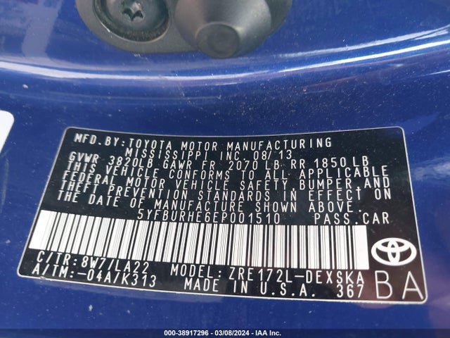 Toyota Corolla S Premium 2014 5YFBURHE6EP001510 Image 9