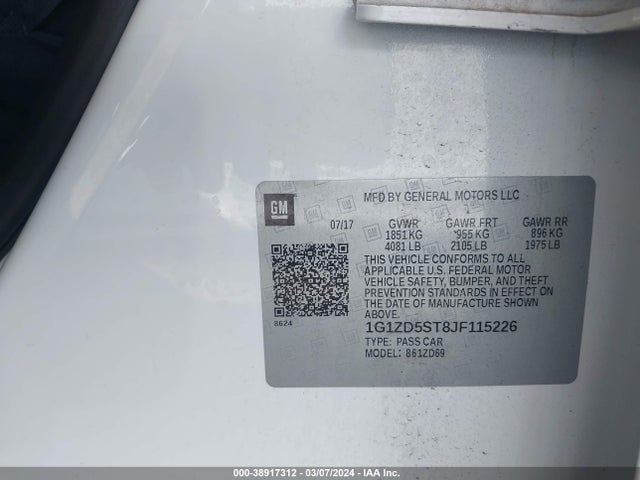 Chevrolet MALIBU LT 2018 1G1ZD5ST8JF115226 Image 9