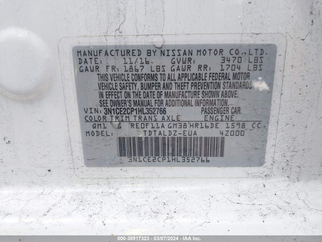 Nissan Versa Note Sv 2017 3N1CE2CP1HL352766 Image 9