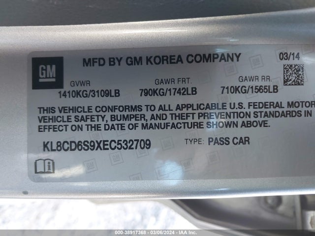 Chevrolet Spark 1lt Auto 2014 KL8CD6S9XEC532709 Image 9