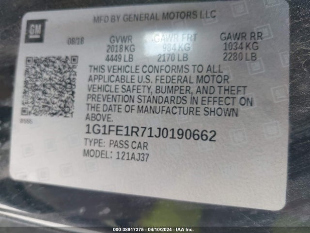 Chevrolet Camaro 1ss 2018 1G1FE1R71J0190662 Image 9
