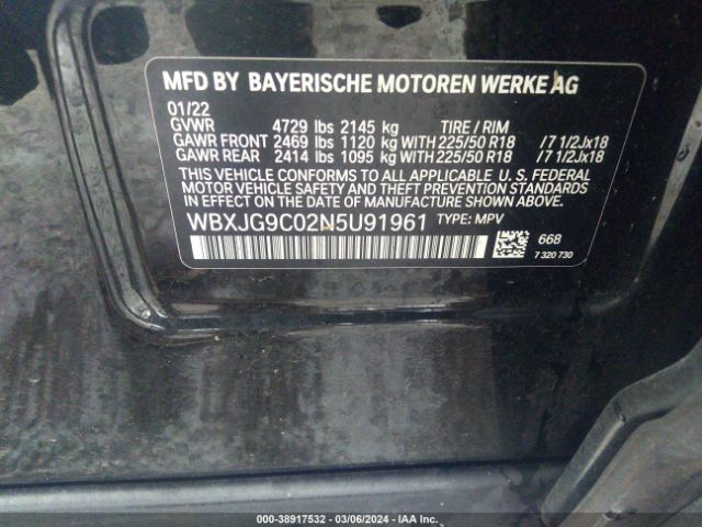 WBXJG9C02N5U91961 BMW X1 Xdrive28i