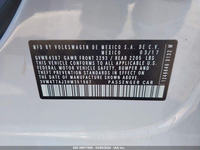 3VW4T7AJ3HM351967 Volkswagen JETTA GLI
