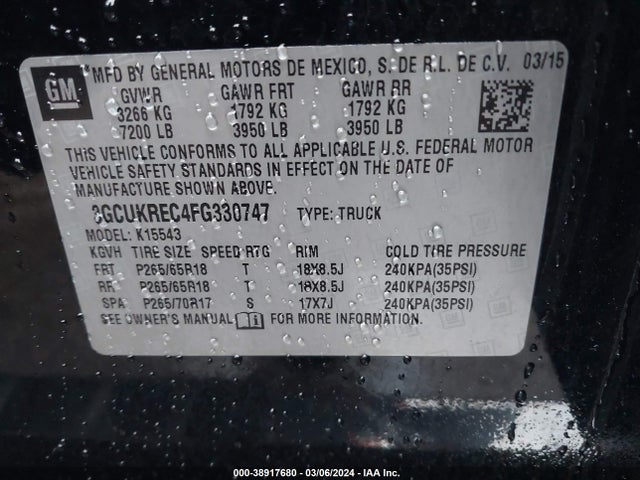 Chevrolet Silverado 1500 2lt 2015 3GCUKREC4FG330747 Image 9
