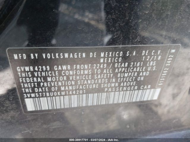 3VW5T7BU0KM144201 Volkswagen Jetta Gli 2.0t 35th Anniversary Edition/2.0t Autobahn/2.0t S