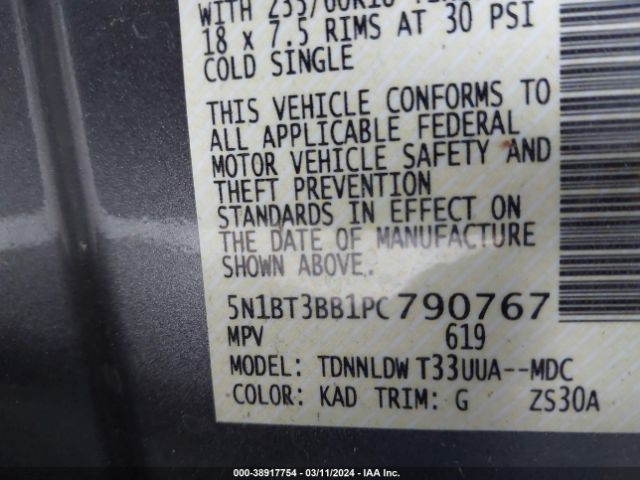 5N1BT3BB1PC790767 Nissan Rogue Sv Intelligent Awd