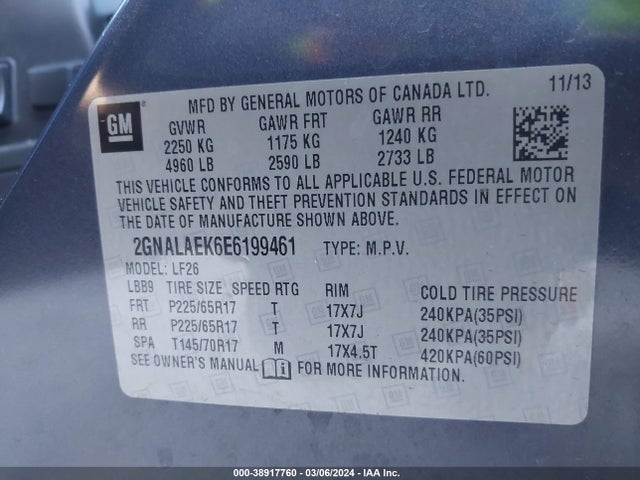 Chevrolet EQUINOX LS 2014 2GNALAEK6E6199461 Image 9