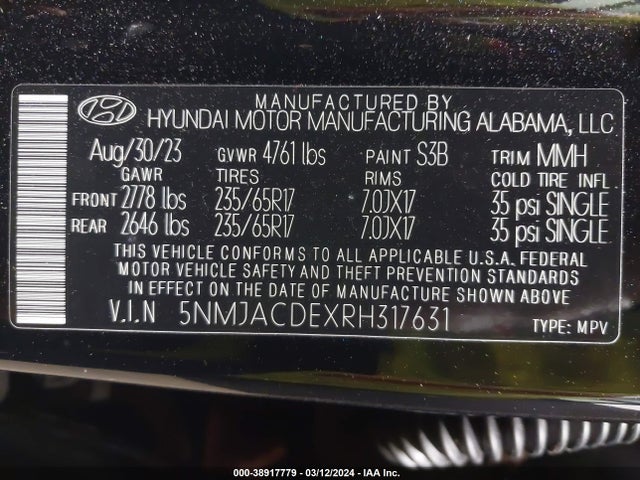 Hyundai TUCSON SE 2024 5NMJACDEXRH317631 Image 9