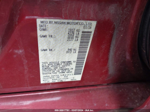 Nissan Altima 2.5 Sr 2016 1N4AL3AP2GC182355 Image 9