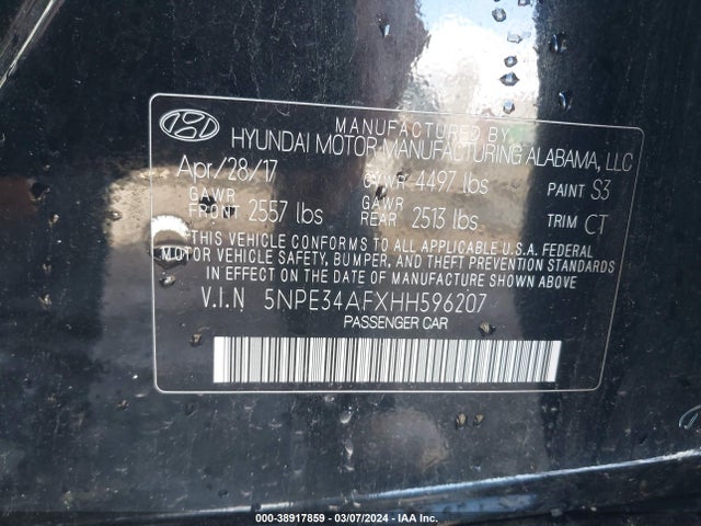 Hyundai Sonata Sport 2017 5NPE34AFXHH596207 Image 9