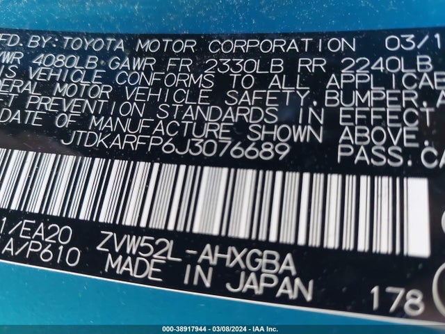 Toyota PRIUS PRIME 2018 JTDKARFP6J3076689 Image 9