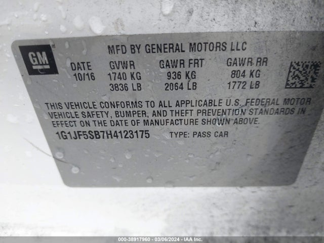 Chevrolet Sonic Premier Auto 2017 1G1JF5SB7H4123175 Image 9
