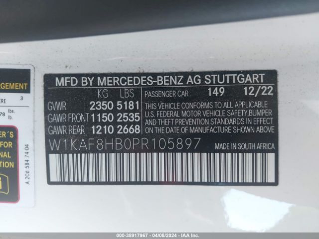 W1KAF8HB0PR105897 Mercedes-Benz Amg C 43 4matic