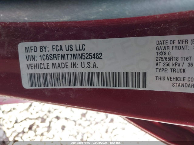 RAM 1500 Big Horn  4x4 6'4 Box 2021 1C6SRFMT7MN525482 Image 9