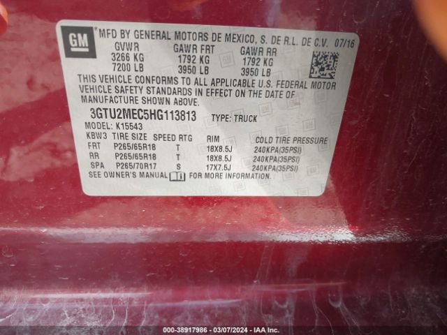 3GTU2MEC5HG113813 GMC Sierra 1500 Sle