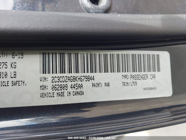 Dodge Challenger Sxt 2019 2C3CDZAG8KH679844 Image 9