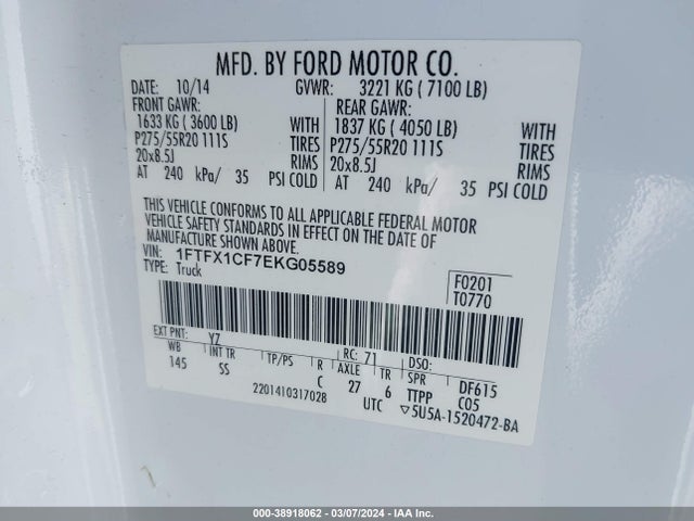 Ford F-150 Stx 2014 1FTFX1CF7EKG05589 Image 9