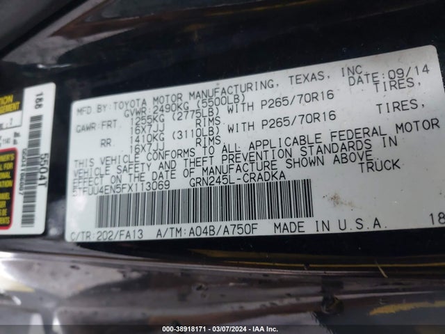 Toyota Tacoma Base V6 2015 5TFUU4EN5FX113069 Image 9
