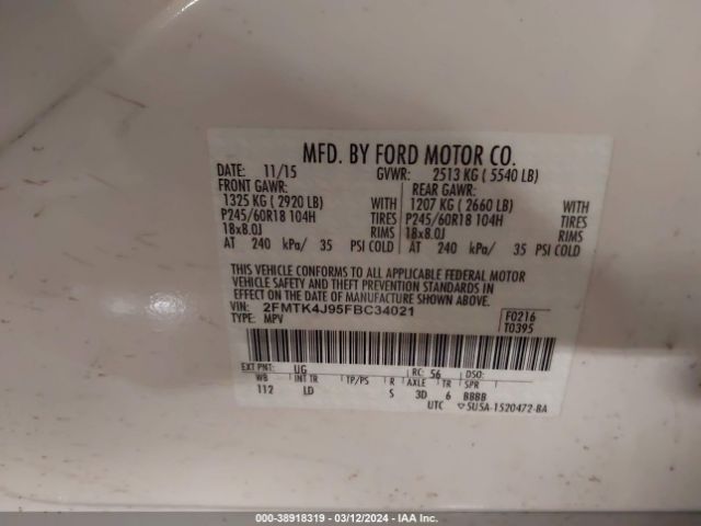 2FMTK4J95FBC34021 Ford EDGE SEL