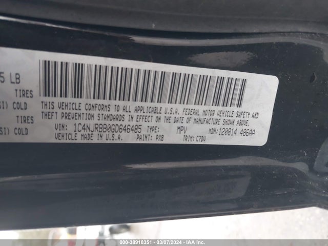 1C4NJRBB0GD646485 Jeep Patriot Sport