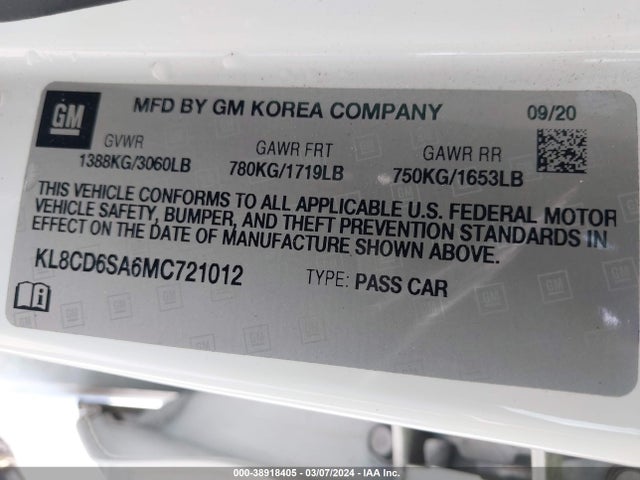Chevrolet Spark Fwd 1lt Automatic 2021 KL8CD6SA6MC721012 Image 9