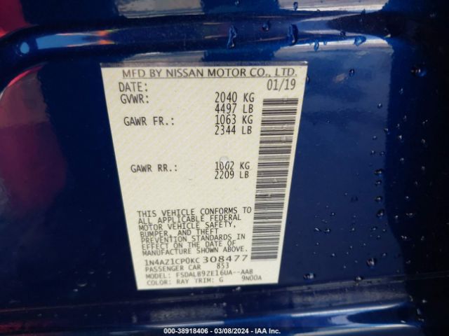 1N4AZ1CP0KC308477 Nissan LEAF S