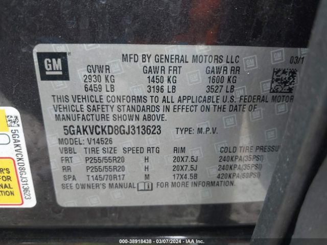 5GAKVCKD8GJ313623 Buick Enclave Premium