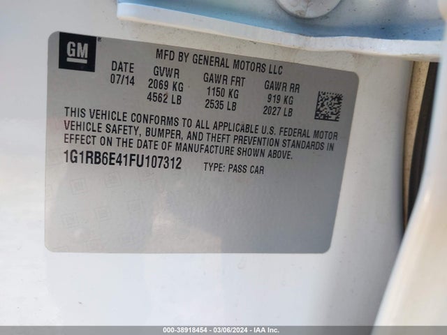 Chevrolet Volt 2015 1G1RB6E41FU107312 Image 9