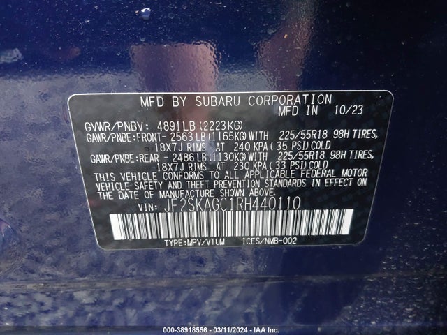 Subaru Forester Sport 2024 JF2SKAGC1RH440110 Image 9
