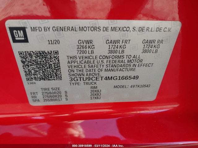 GMC Sierra 1500 4wd  Short Box Elevation 2021 3GTU9CET4MG166549 Image 9