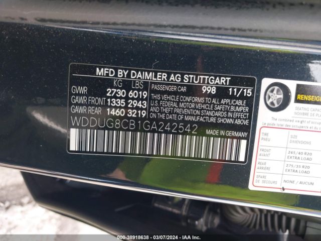 WDDUG8CB1GA242542 Mercedes-Benz S 550