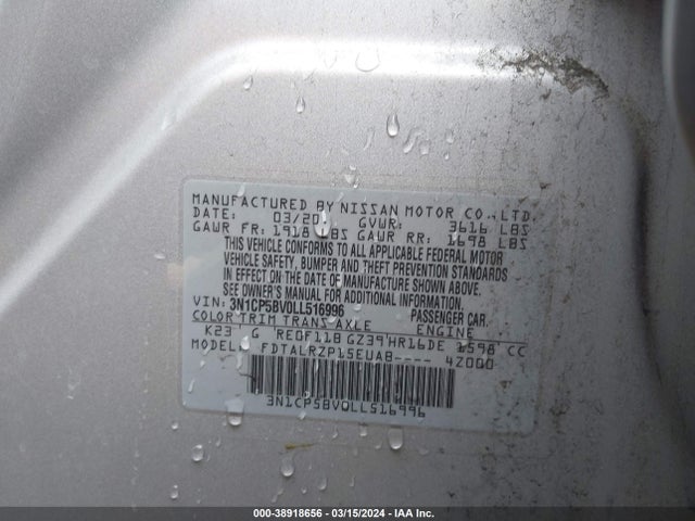 Nissan Kicks S Xtronic Cvt 2020 3N1CP5BV0LL516996 Image 9