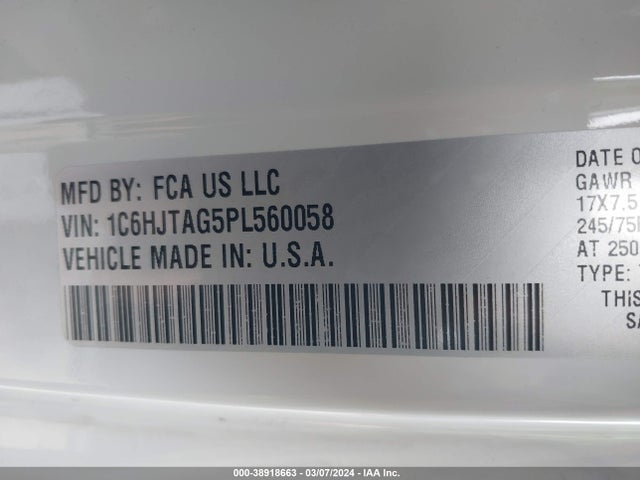 1C6HJTAG5PL560058 Jeep Gladiator Sport S 4x4