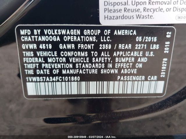 1VWBS7A34FC101860 Volkswagen Passat 1.8t Se