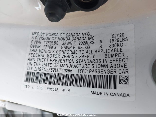 Honda Civic Sport 2020 2HGFC2F82LH540266 Image 9