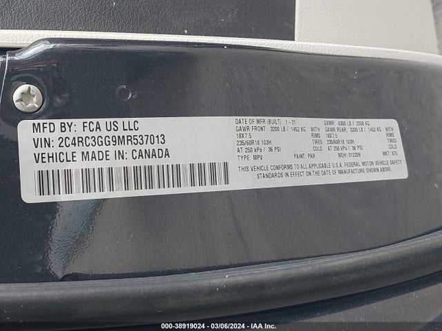 2C4RC3GG9MR537013 Chrysler Pacifica Limited Awd