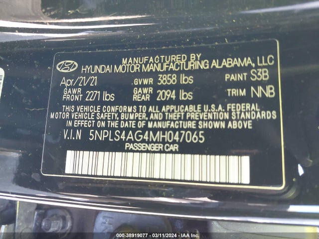 Hyundai ELANTRA SEL 2021 5NPLS4AG4MH047065 Image 9