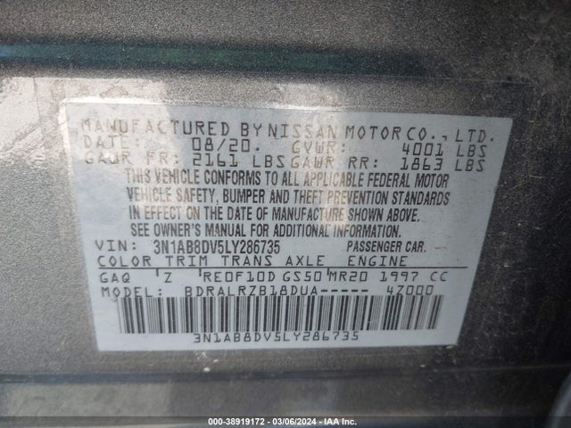 Nissan Sentra Sr Xtronic Cvt 2020 3N1AB8DV5LY286735 Image 9