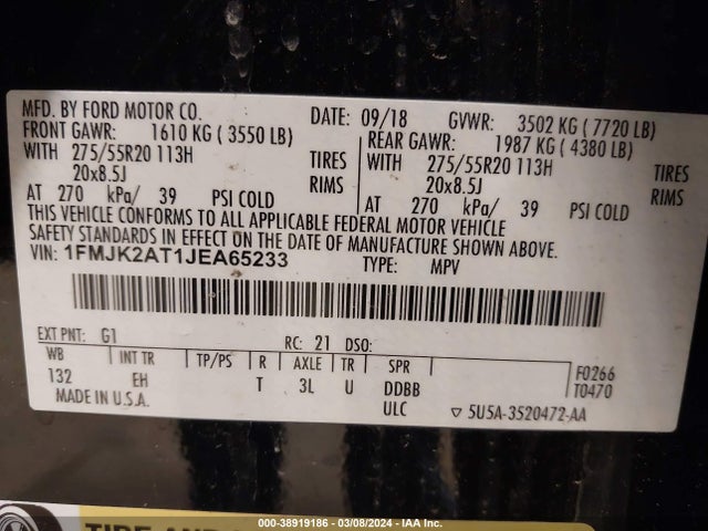 1FMJK2AT1JEA65233 Ford 3.5l gtdi