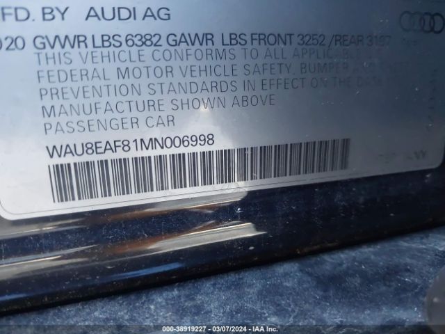 2021 AUDI A8 L WAU8EAF81MN006998 Photo 8