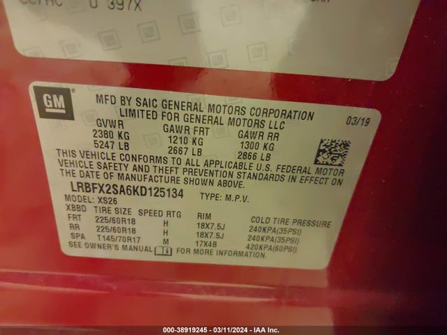 Buick Envision Awd Essence 2019 LRBFX2SA6KD125134 Image 9
