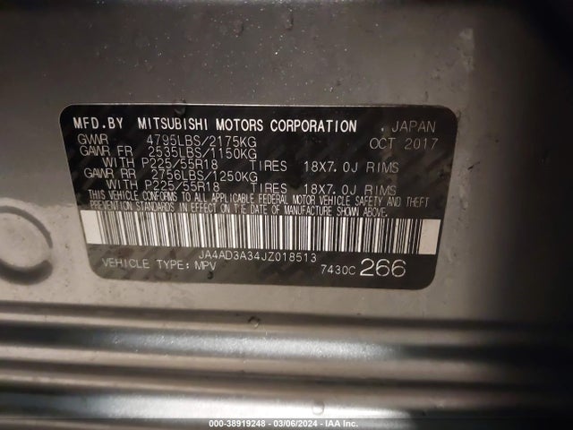 Mitsubishi Outlander Le 2018 JA4AD3A34JZ018513 Image 9