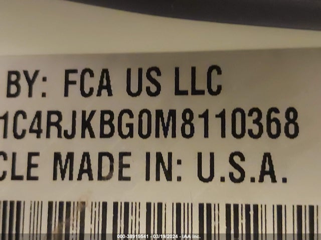 1C4RJKBG0M8110368 Jeep Grand Cherokee L Limited 4x4