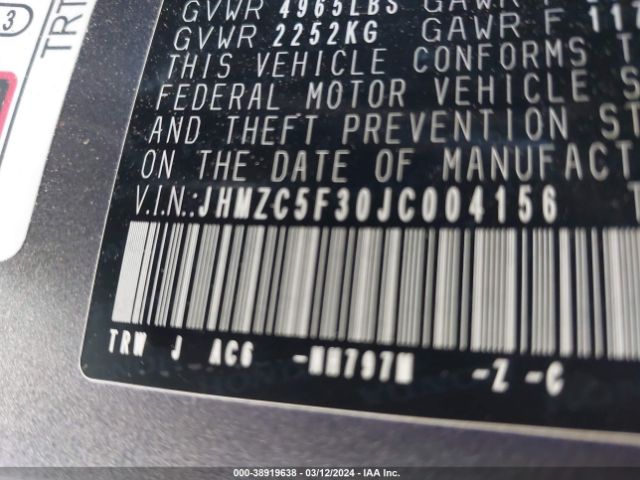 JHMZC5F30JC004156 Honda Clarity Plug-in Hybrid Touring