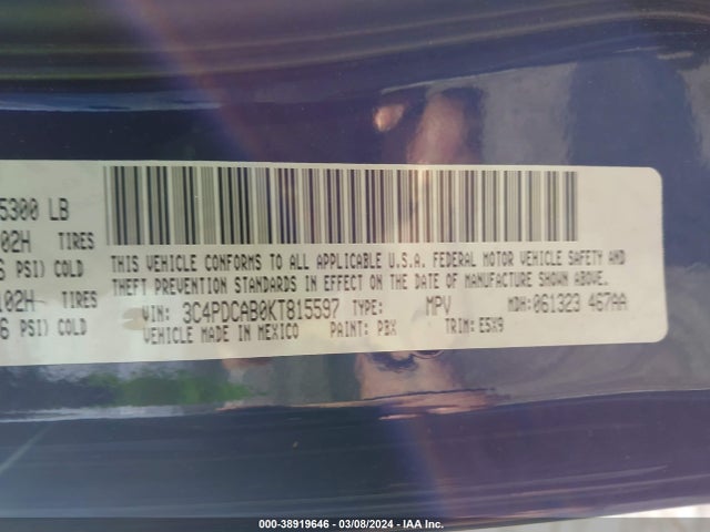 Dodge Journey Se Value Package 2019 3C4PDCAB0KT815597 Image 9
