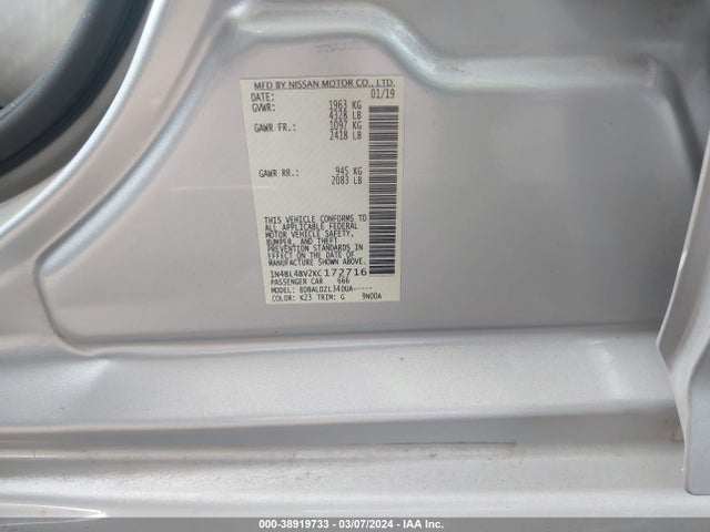 Nissan Altima 2.5 S 2019 1N4BL4BV2KC172716 Image 9