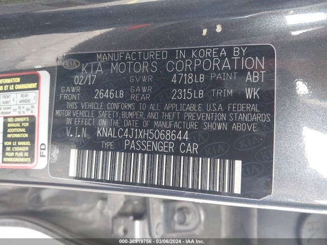 KIA Cadenza Premium 2017 KNALC4J1XH5068644 Image 9