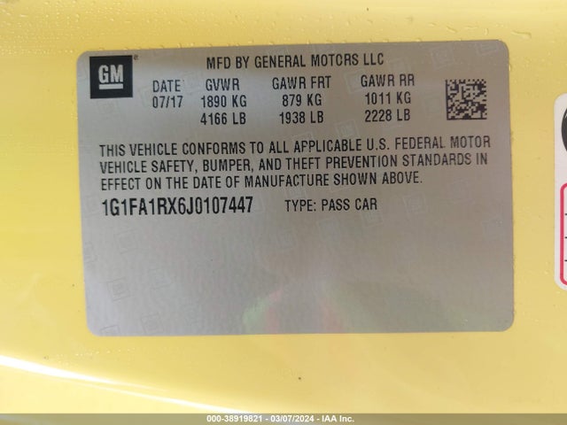 Chevrolet Camaro 1ls 2018 1G1FA1RX6J0107447 Image 9