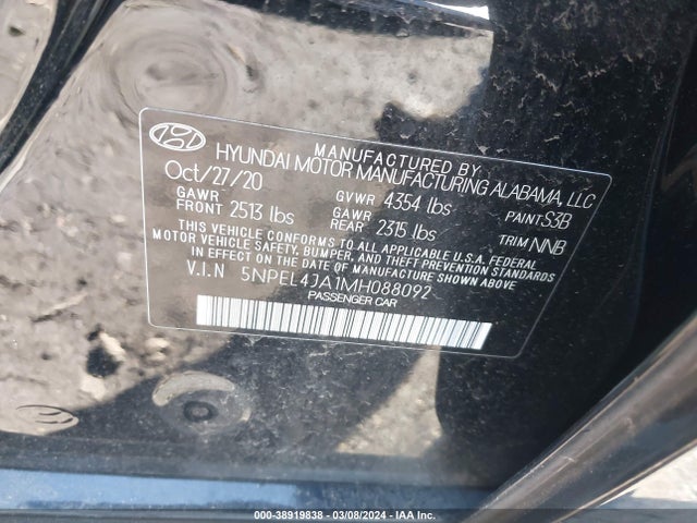 Hyundai SONATA SEL 2021 5NPEL4JA1MH088092 Image 9